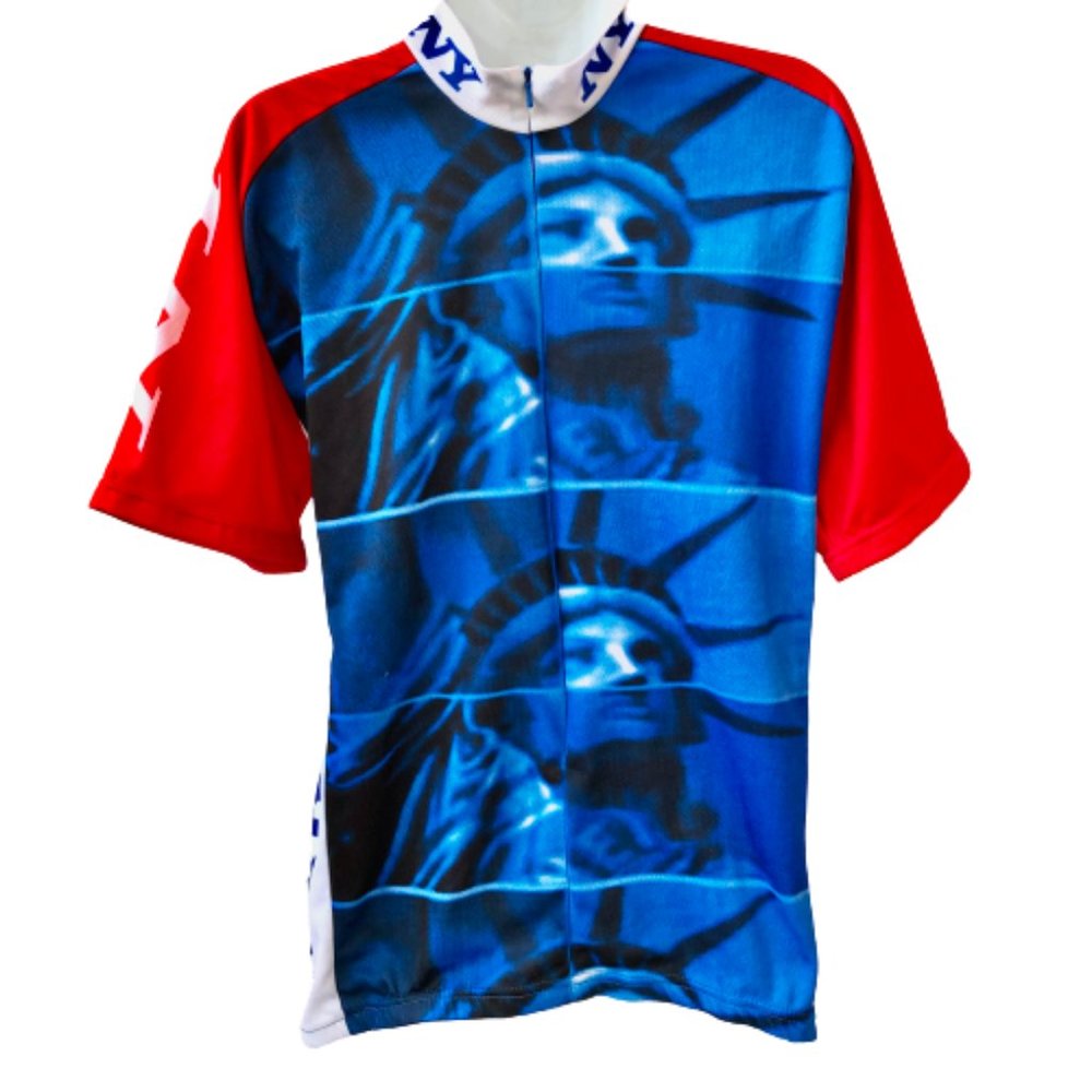 Cycling Jersey Statue of Liberty NY The Big Apple Long Zipper